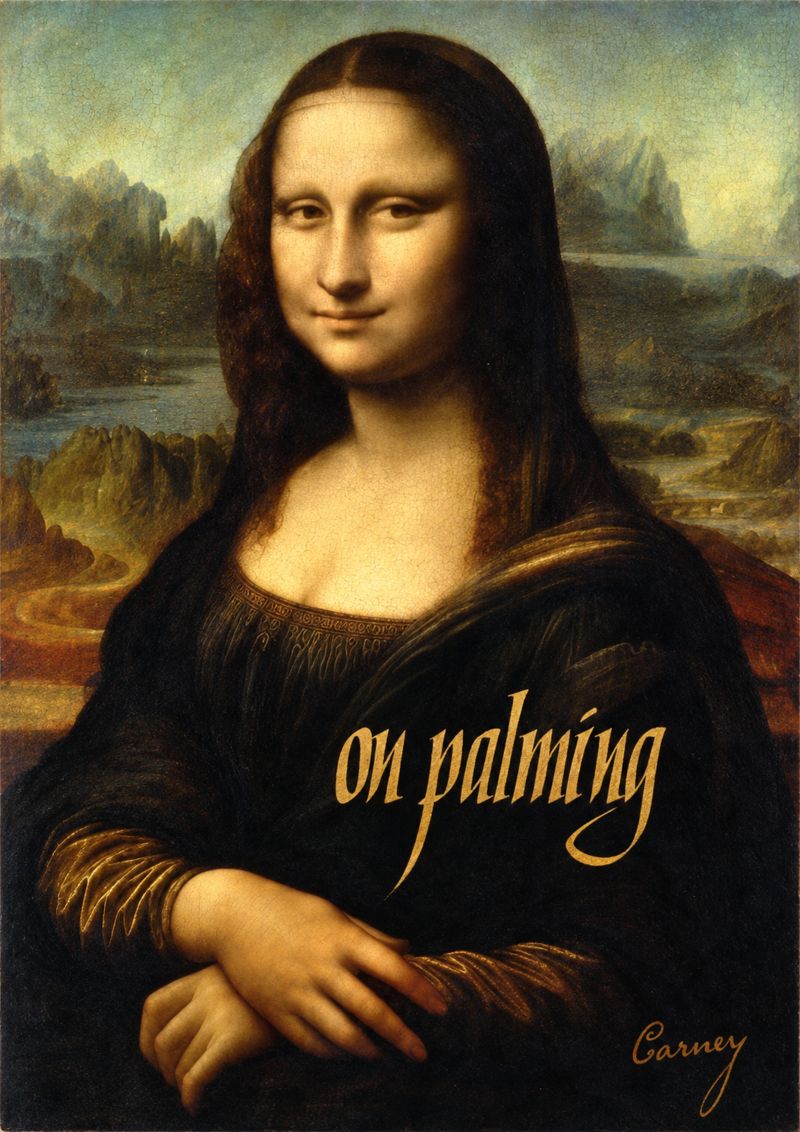 Carney on Palming cover with Mona Lisa artwork and gold lettering