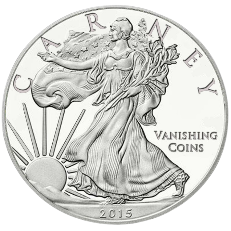 John Carney Vanishing Coins artwork, designed as a silver coin